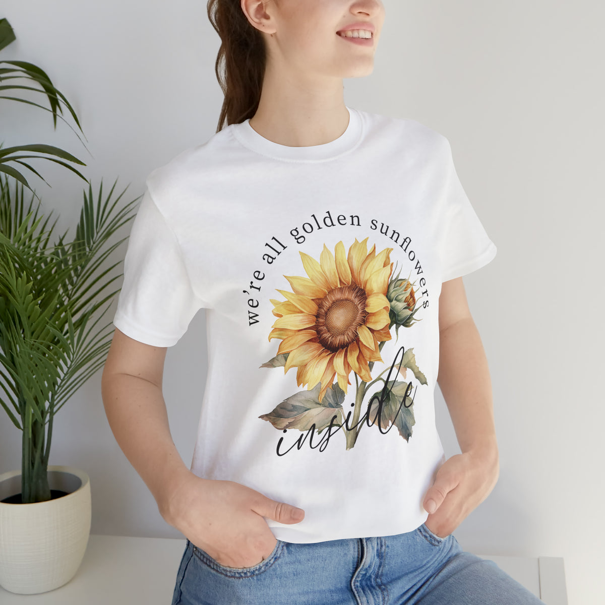 Golden Sunflowers Inside Unisex Jersey Short Sleeve Tee