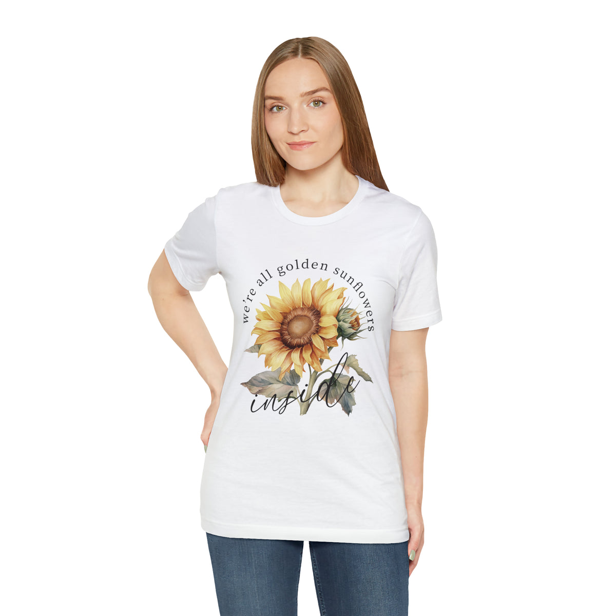 Golden Sunflowers Inside Unisex Jersey Short Sleeve Tee