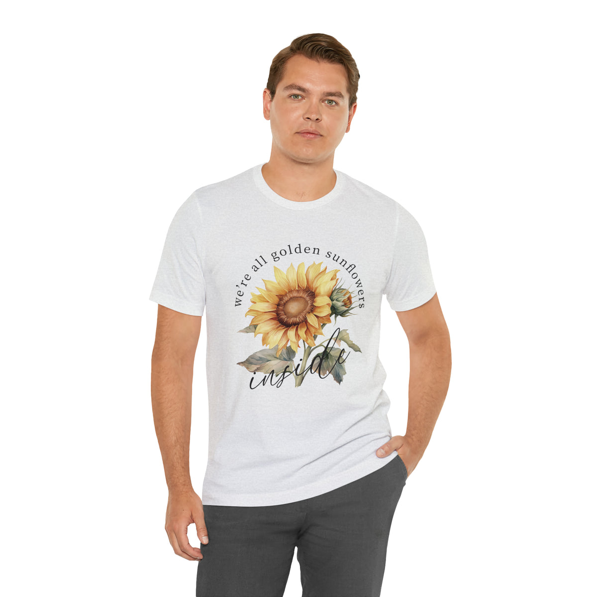 Golden Sunflowers Inside Unisex Jersey Short Sleeve Tee